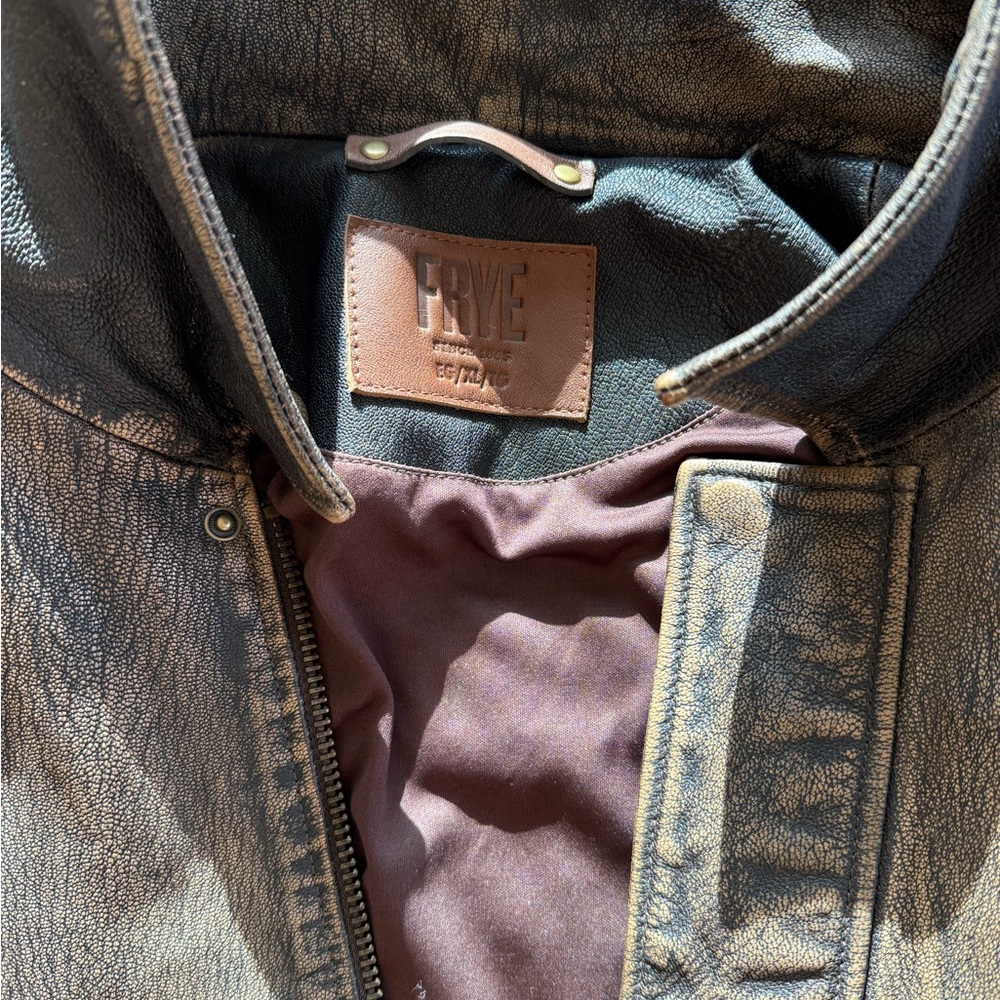Frye Distressed Leather Bomber Jacket